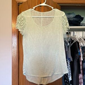 New York and company Mint green lace sleeve top